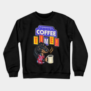 Cute Funny Doxie Dachshund Retro Coffee Crewneck Sweatshirt